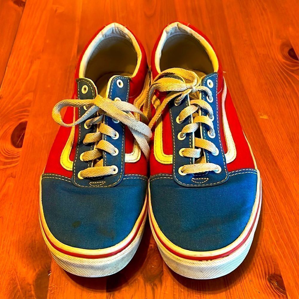 Red/White/Blue checkered Vans